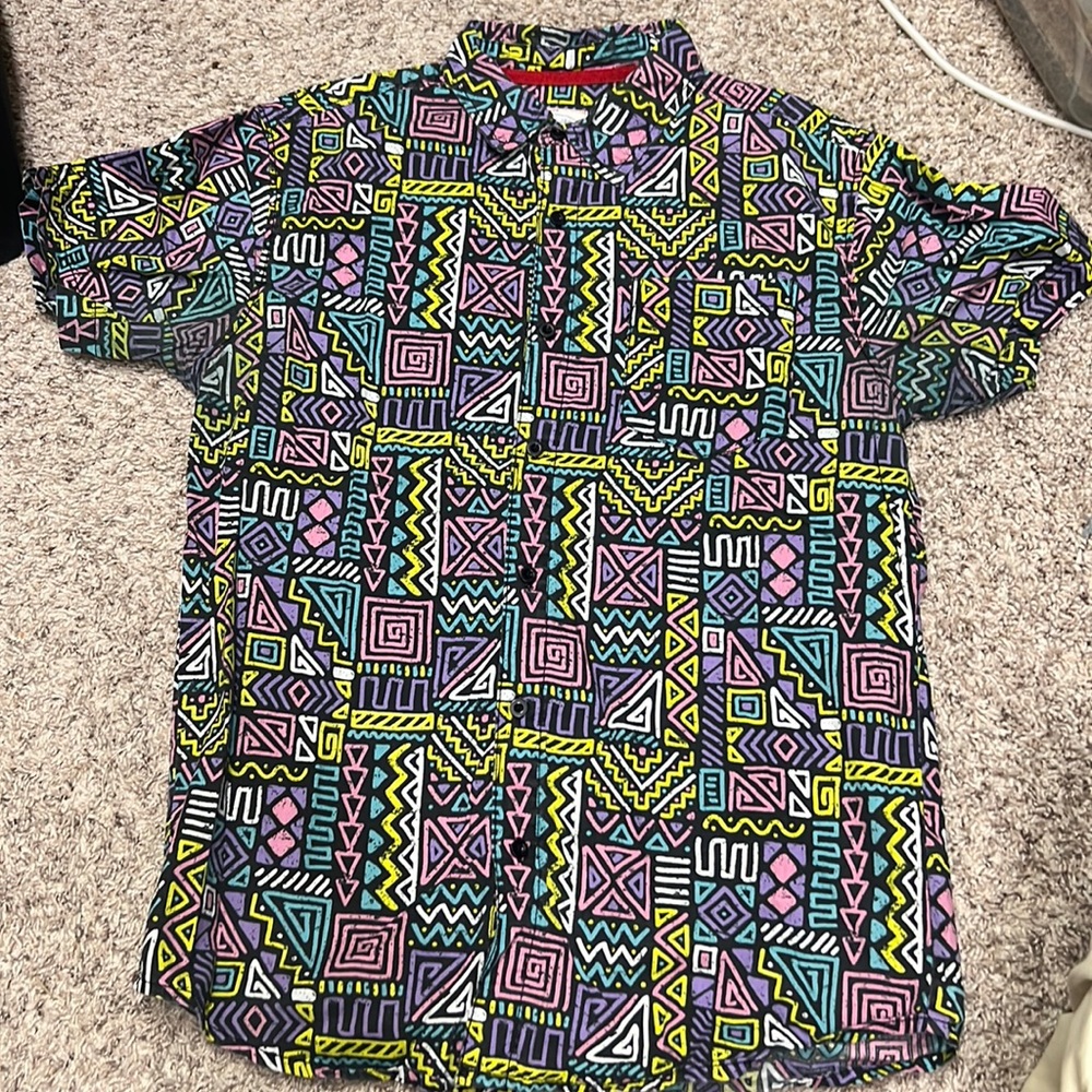 Men retro short sleeve button down